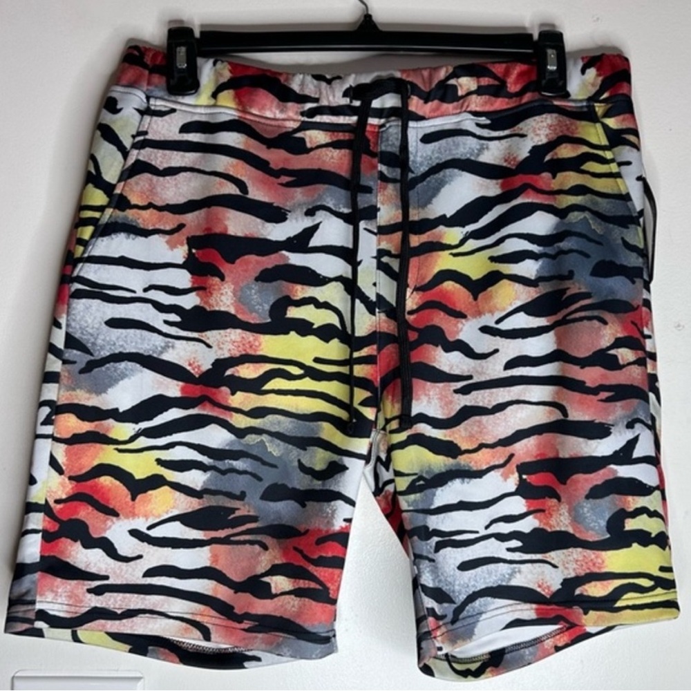Drawstring Shorts Mens Tiger Animal Print Casual ED HARDY Size Medium NWT